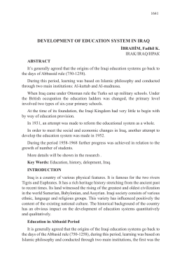 DEVELOPMENT OF EDUCATION SYSTEM IN IRAQ