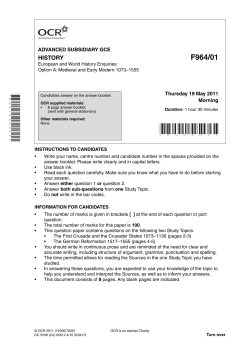 Unit F964/01 - European and world history enquiries