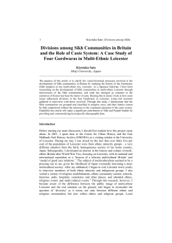 Divisions among Sikh Communities in Britain and the Role of Caste