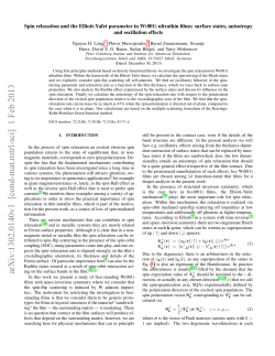 Spin relaxation and the Elliott-Yafet parameter in W (001) ultrathin