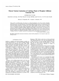 Mineral Nutrient Limitations of Calcifuge Plants in Phosphate