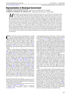 Representation in Municipal Government