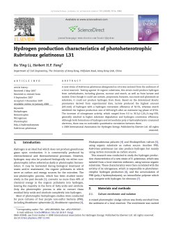 Hydrogen production characteristics of photoheterotrophic