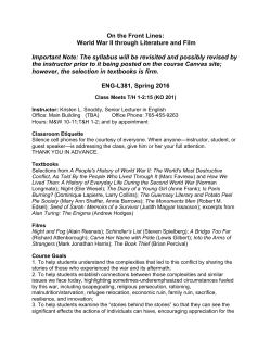 On the Front Lines: World War II through Literature and Film