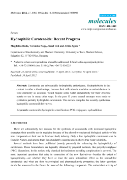Hydrophilic Carotenoids: Recent Progress