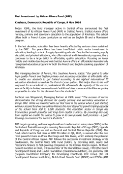 First investment by African Rivers Fund (ARF) Kinshasa, Democratic