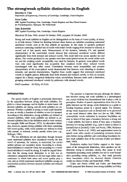 The Strong/weak Syllable Distinction in English