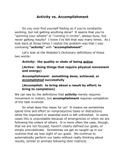 Activity vs. Accomplishment
