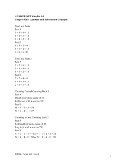 ANSWER KEY Grades 3-5 Chapter One: Addition and Subtraction