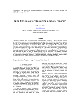 Nine Principles for Designing a Study Program