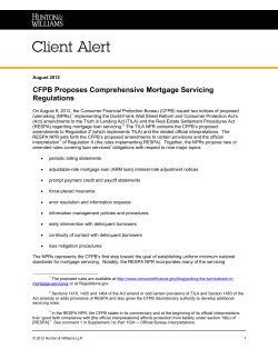 CFPB Proposes Comprehensive Mortgage Servicing Regulations