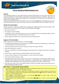 Food handlers responsibilities