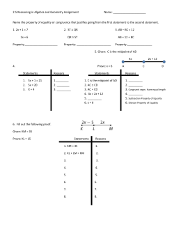 2.5 Reasoning in Algebra and Geometry Assignment Name: Name