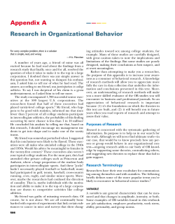 Appendix A Research in Organizational Behavior