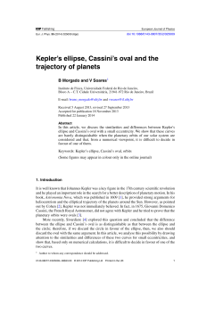 Kepler`s ellipse, Cassini`s oval and the trajectory of planets