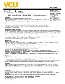 Discharge Instructions - VCU Parkinson`s and Movement Disorders