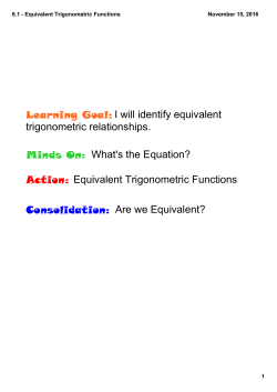 6.1 - Equivalent Trigonometric Functions
