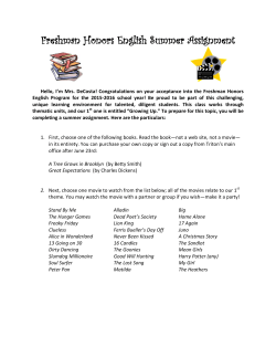 Freshman Honors English Summer Assignment