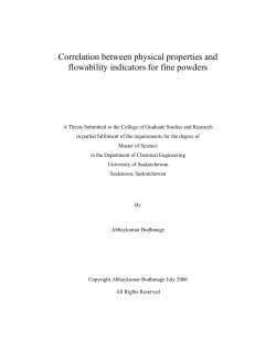 Correlation between physical properties and flowability indicators for