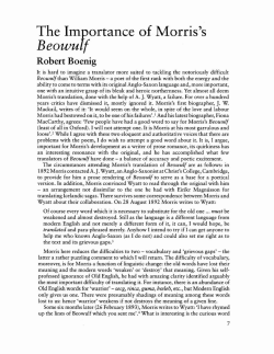 The Importance of Morris`s Beowulf.