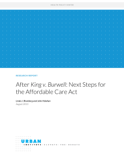 After King v. Burwell: Next Steps for the Affordable