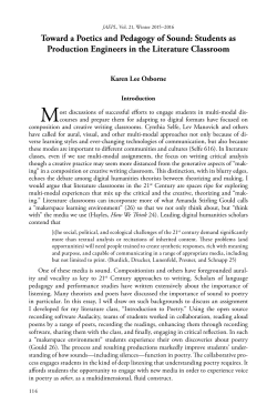 Toward a Poetics and Pedagogy of Sound