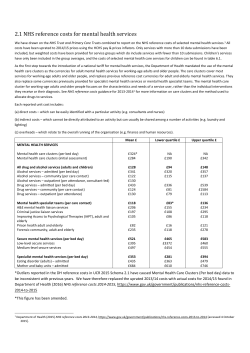 2.1 NHS reference costs for mental health services