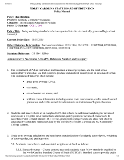 NORTH CAROLINA STATE BOARD OF EDUCATION Policy
