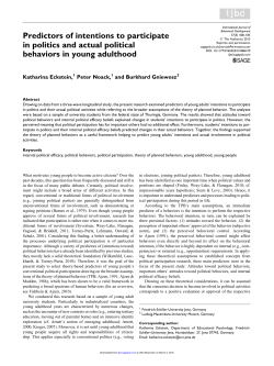 Predictors of intentions to participate in politics and actual political