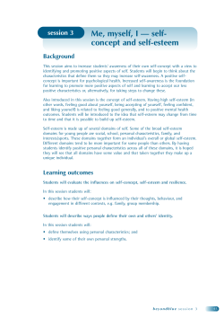 Me, myself, I &mdash; self- concept and self-esteem