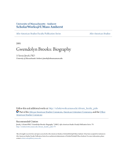 Gwendolyn Brooks: Biography - ScholarWorks@UMass Amherst