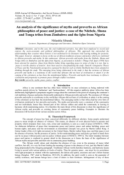 An analysis of the significance of myths and proverbs as African