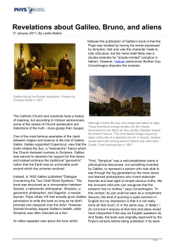 Revelations about Galileo, Bruno, and aliens