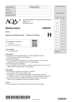 GCSE Mathematics Question Paper Unit 03 - Higher NOV 2012