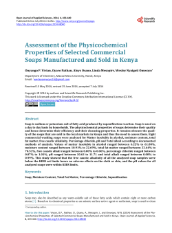 Assessment of the Physicochemical Properties of Selected