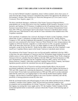 about the greater vancouver watersheds