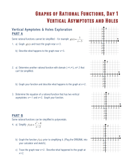 Graphs of Rational Functions, Day 1 Vertical Asymptotes and Holes
