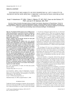 test-retest reliability of psychophysical lift capacity in patients with