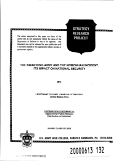 Kwantung Army and the Nomonhan Incident: Its Impact on National