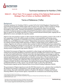 Nigeria: Short Term technical assistance to support costing of the
