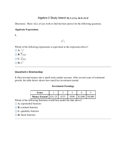 Algebra 2 Study Island 3d, f, j ln, 4a-b, 6c-d Directions - Milan C