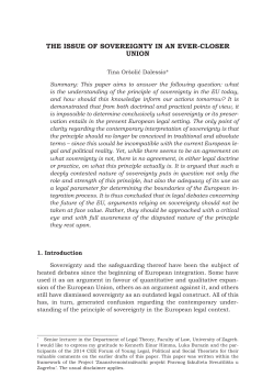 THE ISSUE OF SOVEREIGNTY IN AN EVER