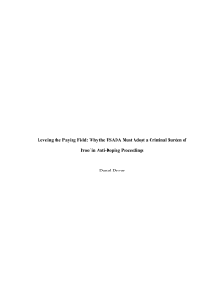 Leveling the Playing Field: Why the USADA Must Adopt a Criminal