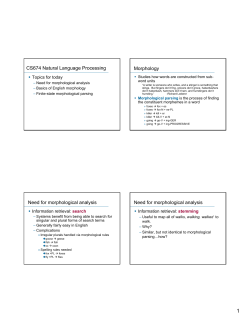 CS674 Natural Language Processing Morphology Need for