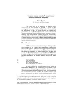 Acquisition of middle constructions in Spanish