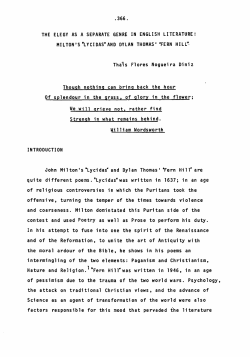 MIl-TON`S "LYCIDAS"AND DYLAN THOMAS` ~ERN HILL"&middot; Tha~s