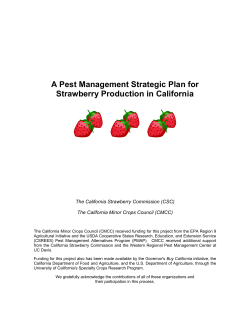 A Pest Management Strategic Plan for Strawberry Production in