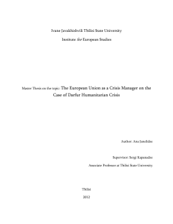 The European Union as a Crisis Manager on the Case of Darfur