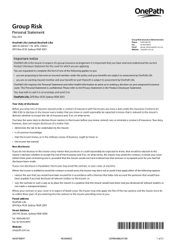 Insurance application: Full personal statement