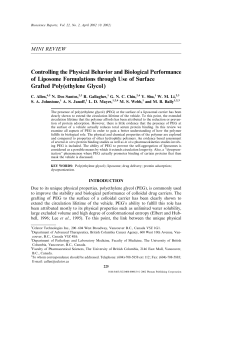 Controlling the Physical Behavior and Biological Performance of